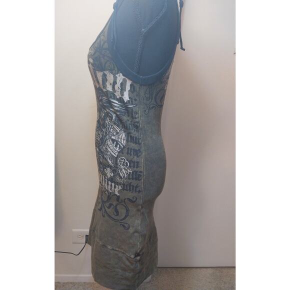 Affliction Vintage Graphic "Dead Or Alive" Lace-Up Dress. L - Picture 12 of 15